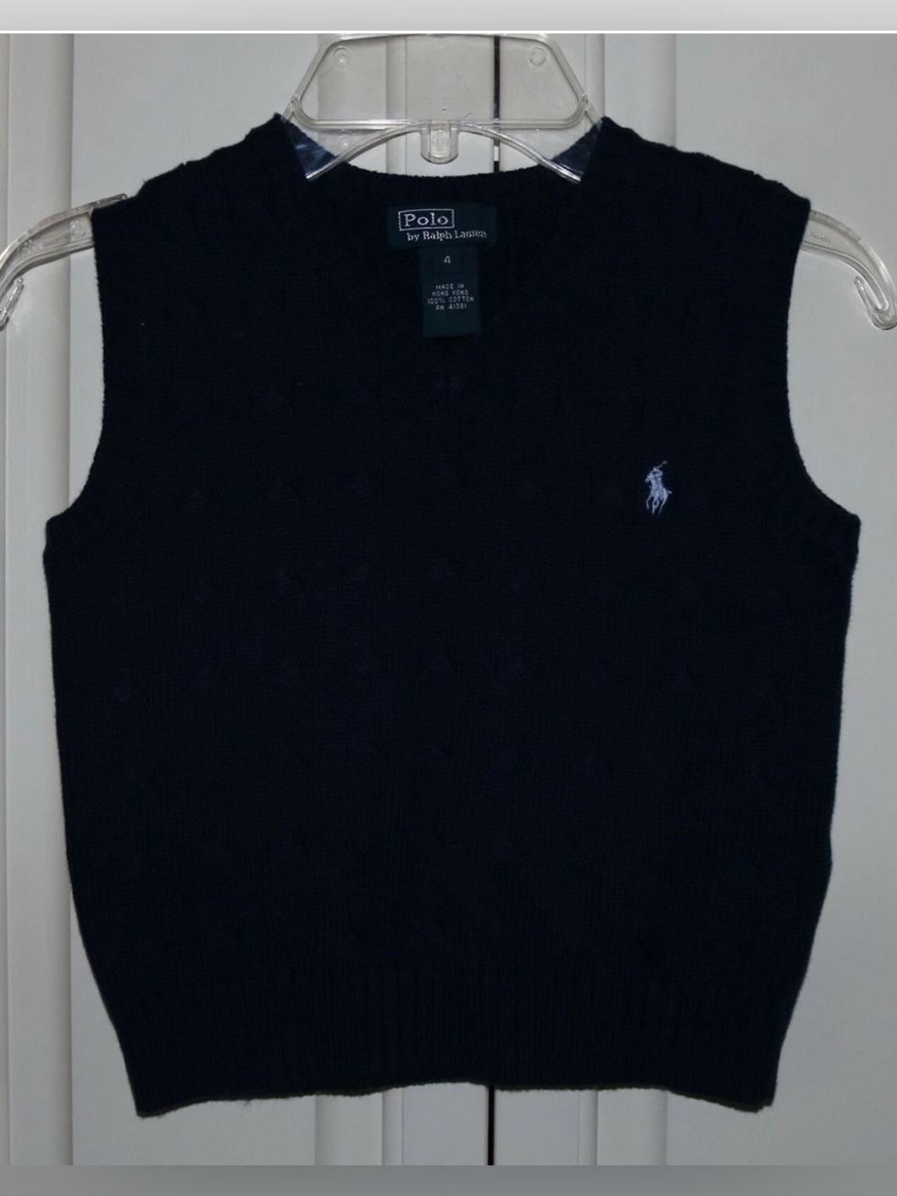 Boy's Polo Ralph Lauren Navy Blue Cable Knit Sweater Vest - Size 4